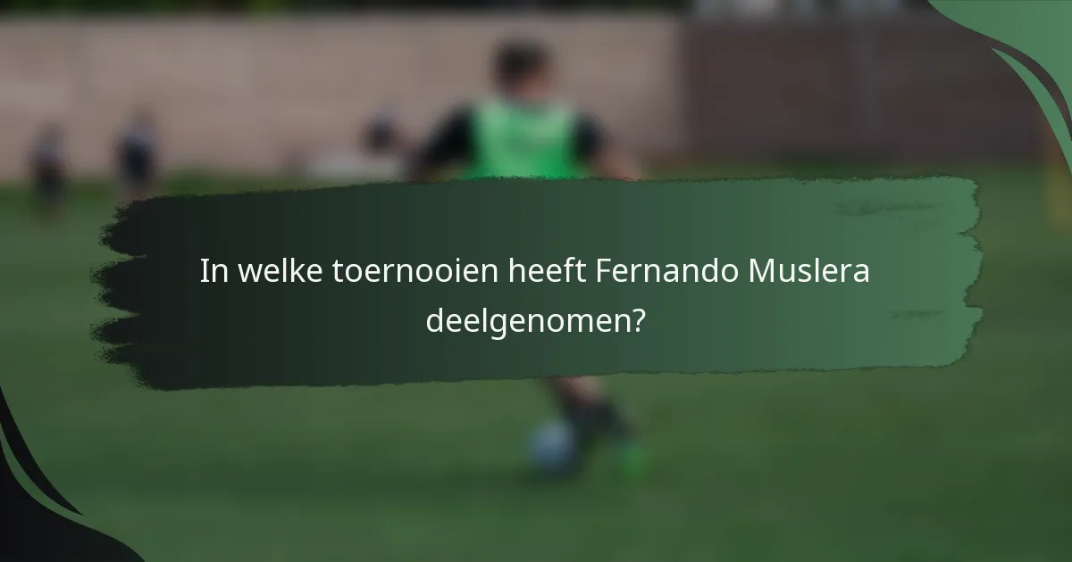 In welke toernooien heeft Fernando Muslera deelgenomen?